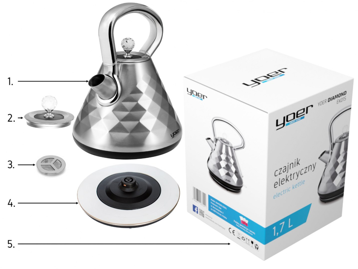 Wireless electric kettle YOER Diamond EK01S Wireless electric kettle YOER Diamond EK01S