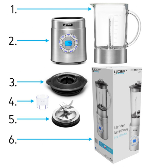 Jug blender YOER Cocktailo JB01S Jug blender YOER Cocktailo JB01S