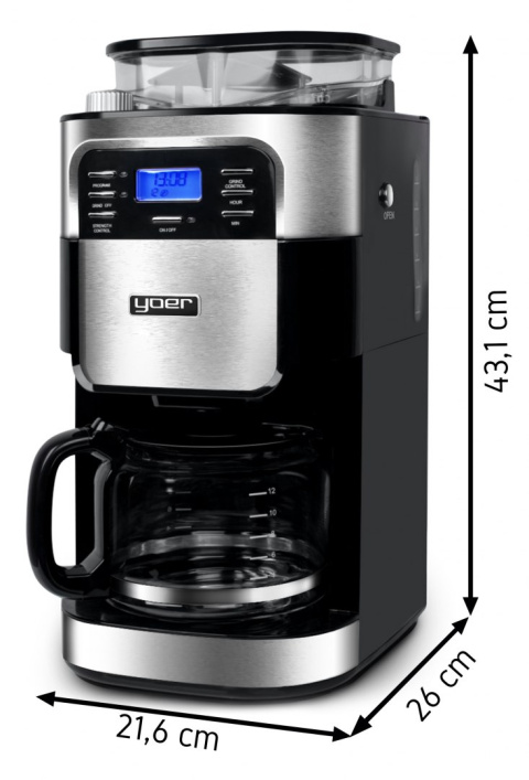 Drip coffee maker with burr grinder YOER Burrio CMG01BK Drip coffee maker with burr grinder YOER Burrio CMG01BK