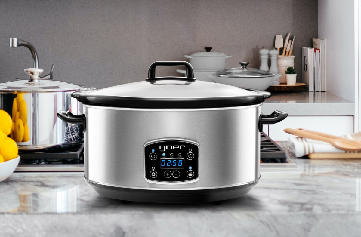 YOER CLEVER-COOK SC6502S Slow Cooker - Electric Ceramic Pot with Timer YOER CLEVER-COOK SC6502S Slow Cooker - Electric Ceramic Pot with Timer