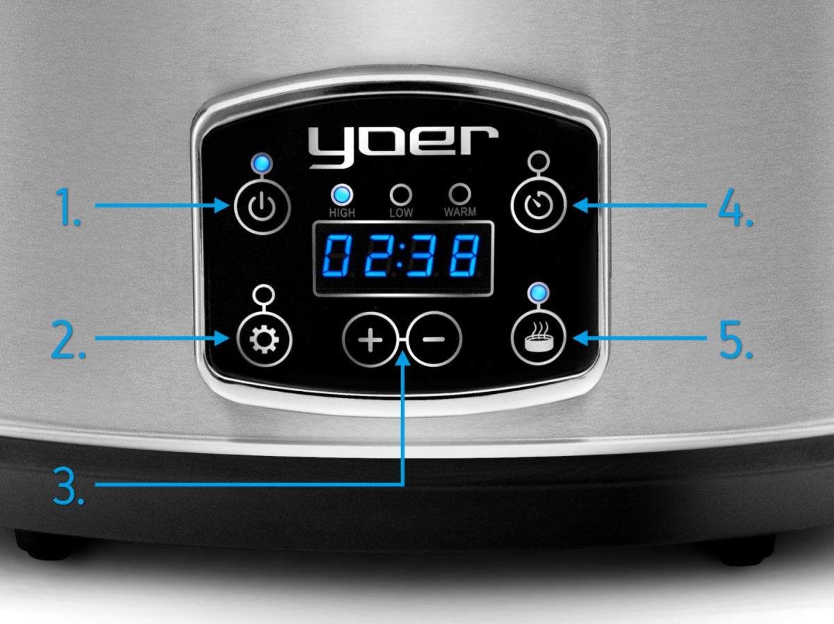 YOER CLEVER-COOK SC6502S Slow Cooker - Electric Ceramic Pot with Timer