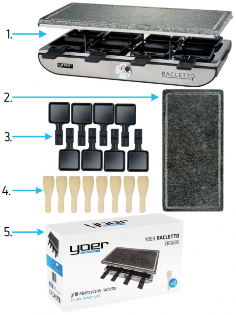 Electric grill raclette YOER Racletto ERG03S Electric grill raclette YOER Racletto ERG03S