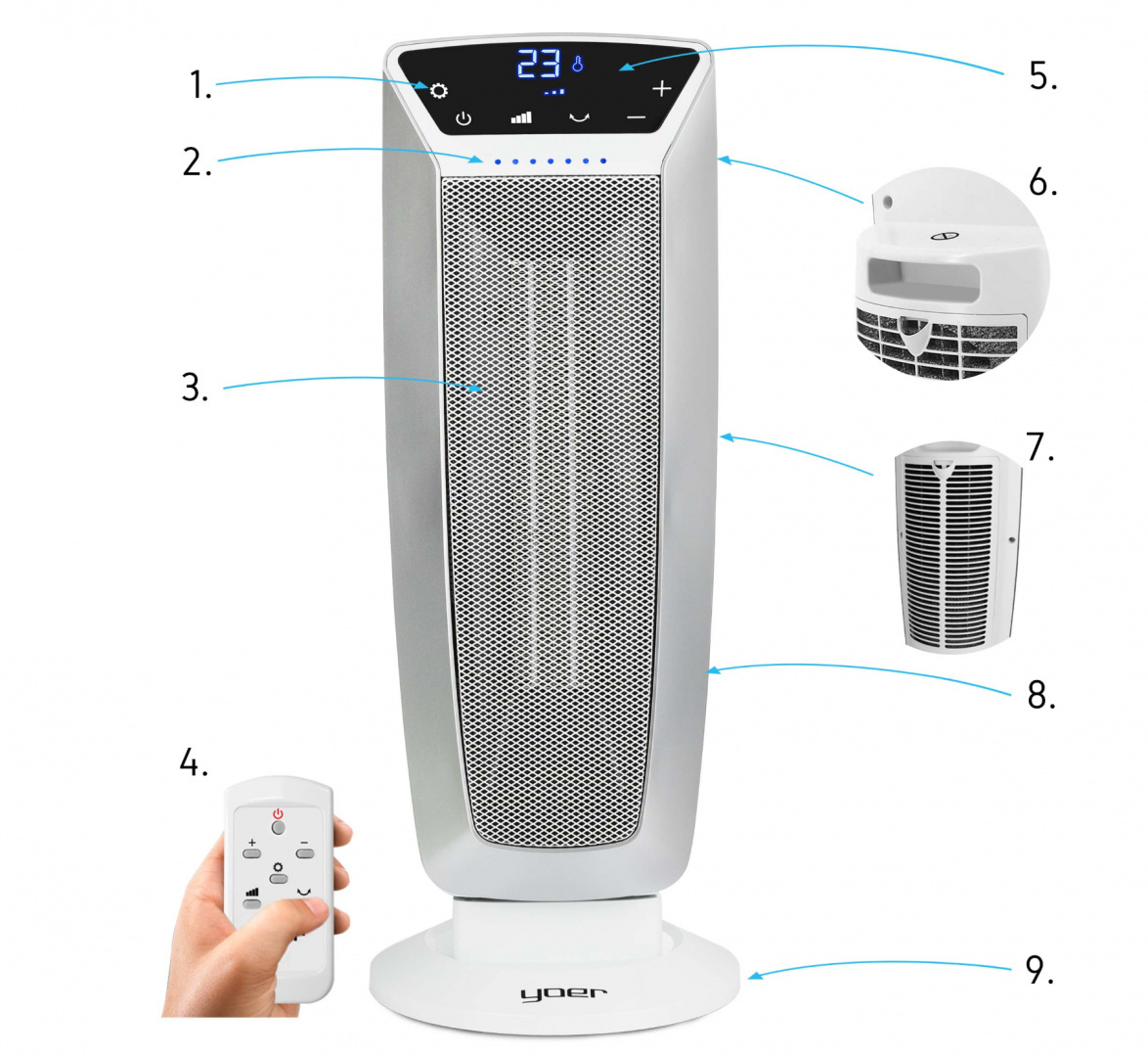 Portable ceramic fan heater YOER BLOWER FH03W Portable ceramic fan heater YOER BLOWER FH03W