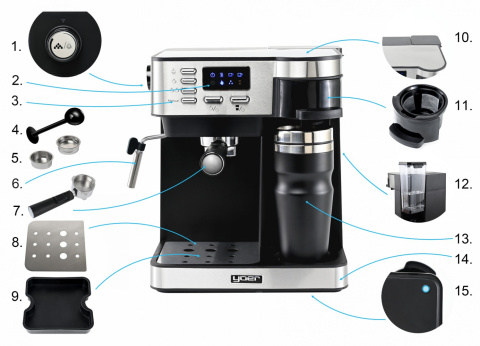 3in1 Combi coffee maker YOER Dualio CCM03BK 3in1 Combi coffee maker YOER Dualio CCM03BK